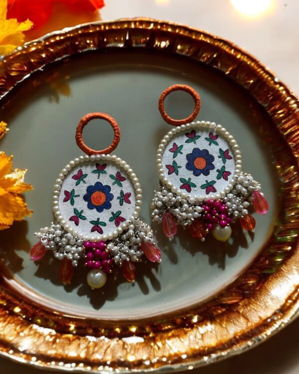 Spring Orange Handpainted Earrings