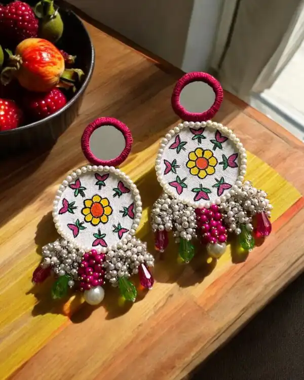 "Spring" Pink Handpainted earrings