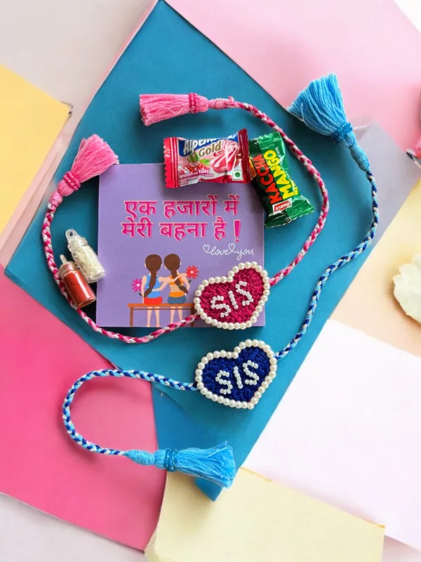 Set of 2 Pink & Blue SIS Rakhi