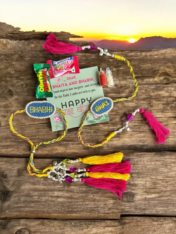 Bhaiya Bhabhi Rakhi Combo Blue