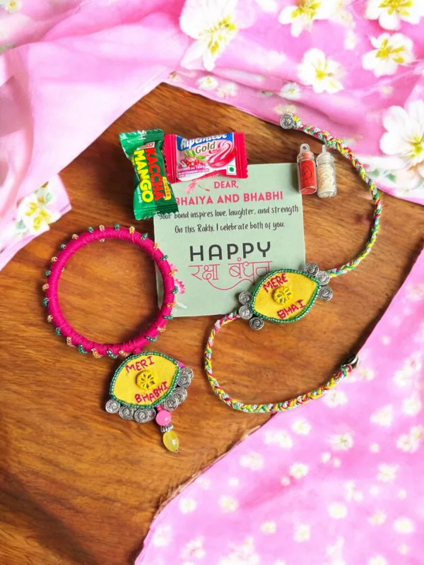 Mere Bhaiya Bhabhi Rakhi Set Yellow