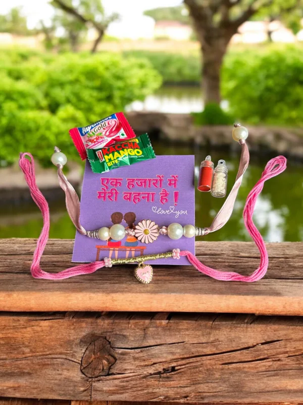 Set of 2 Pink Daisy Rakhi for Sister