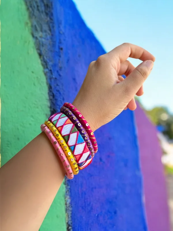 Vibrant Pink Bangle Set of  5