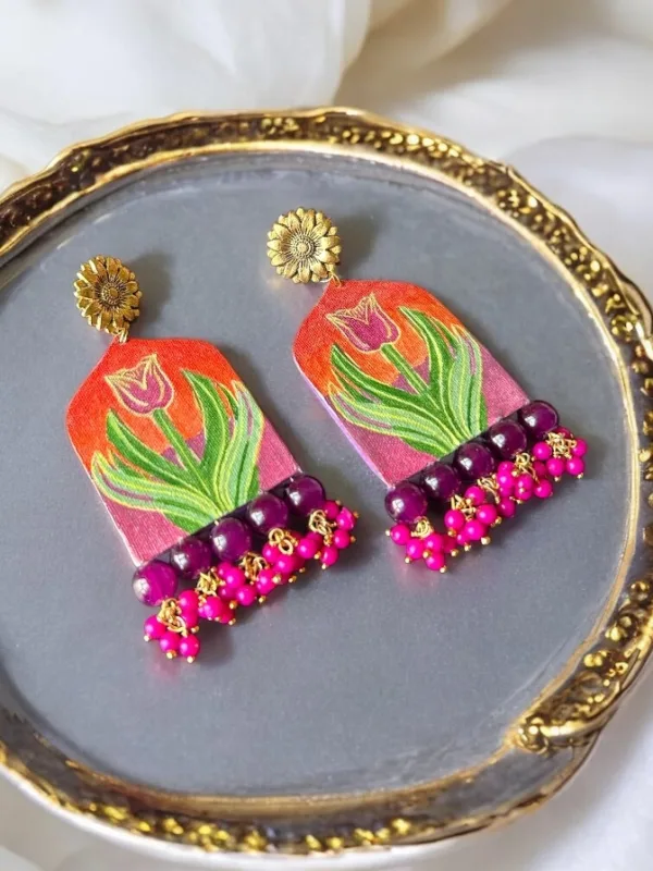 Tulip Pop Handpainted Earrings
