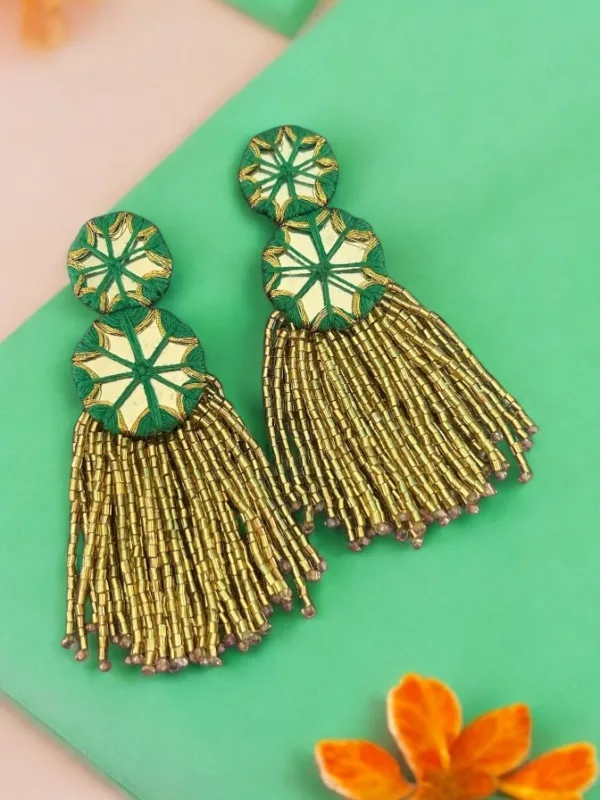 Green Blingy Handmade Earrings
