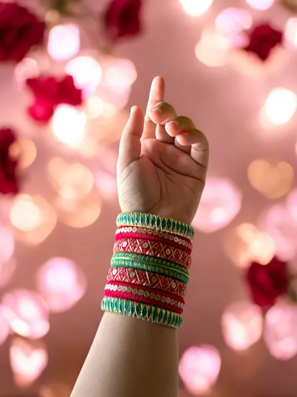 Bridal Rani Green Bangle Set