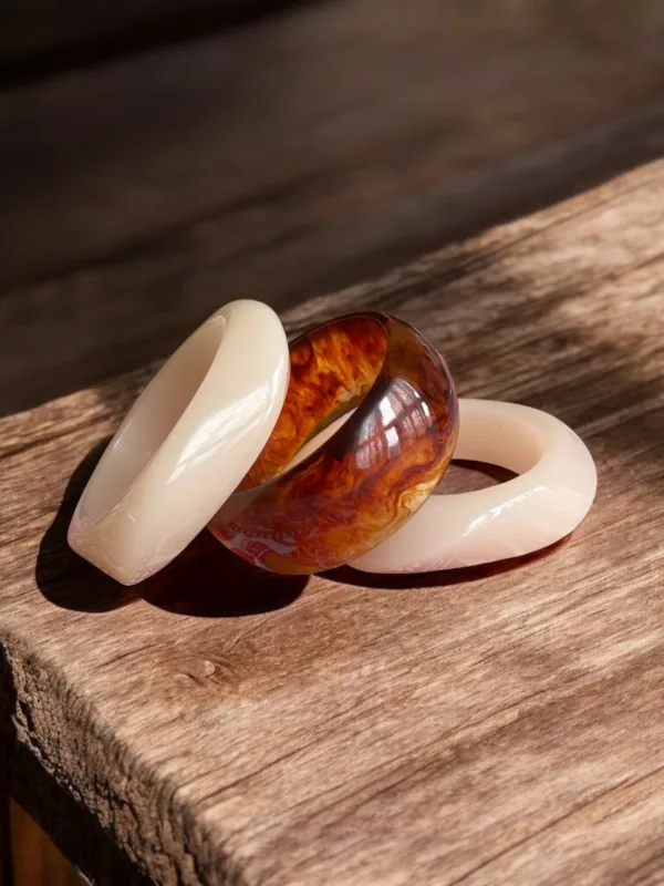 Off-white Brown Resin Bangle Stack (2.4-2.6) Medium