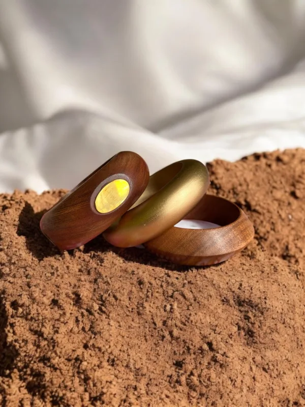 Brass Bolt Wooden Bangle Stack (2.6-2.10) Large