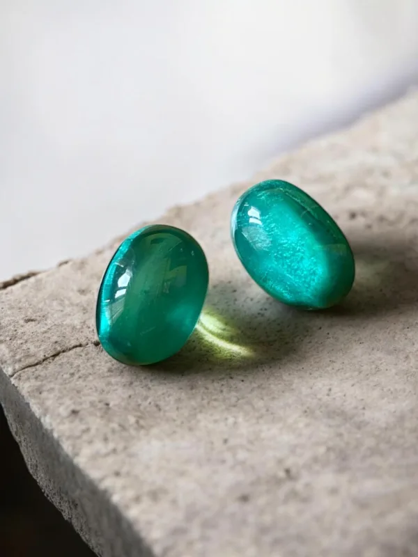 Green Resin Stud Earrings