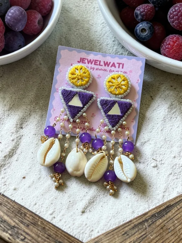 Geometric Lavender Dangler Earrings