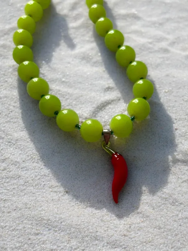 Glass Red Chilli Necklace