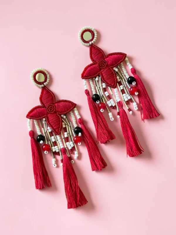 Bold Red Fringe Earrings