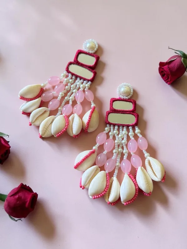Shell & Bead Earrings Pink