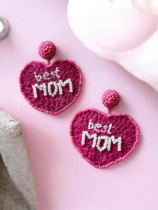 Best Mom Heart Earrings