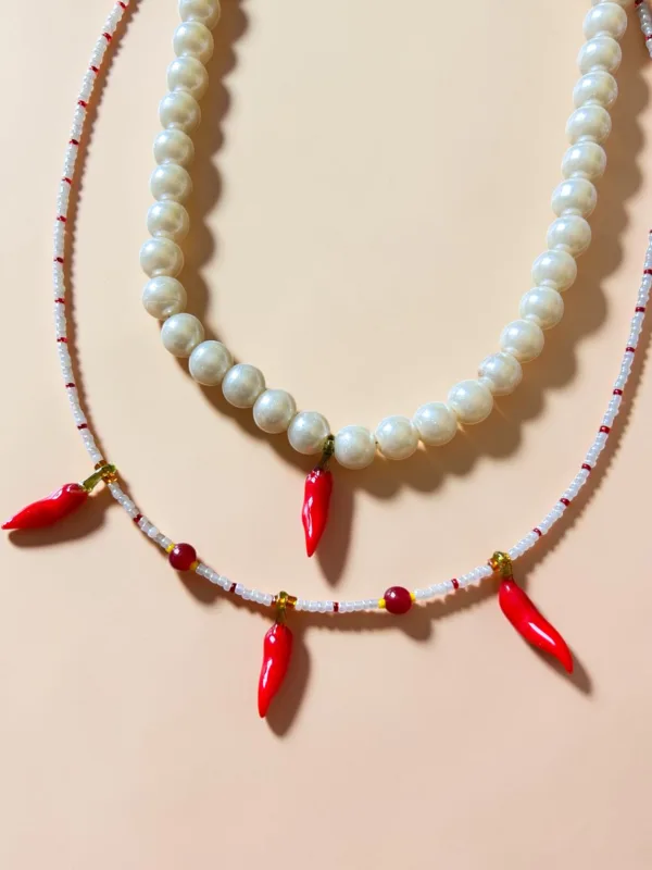 Layered Glass Tikhi Mirchi Necklace