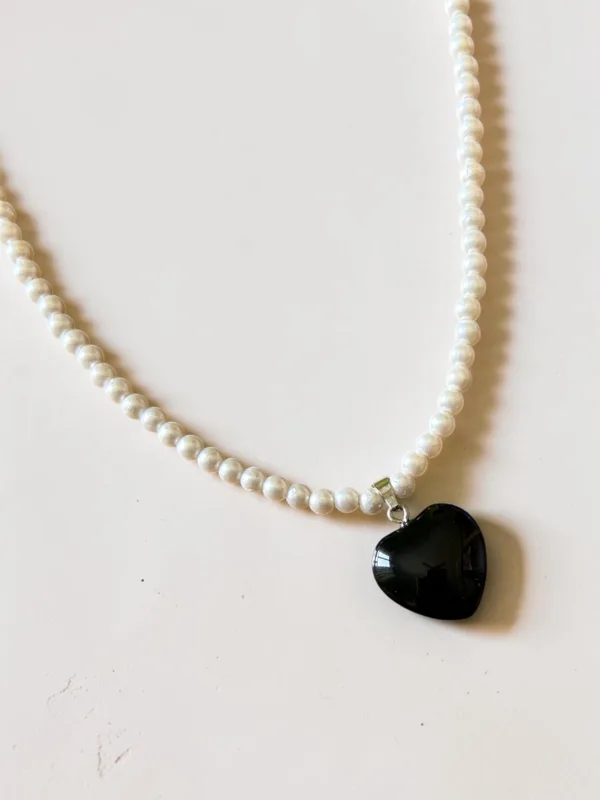 Resin Black Heart Necklace