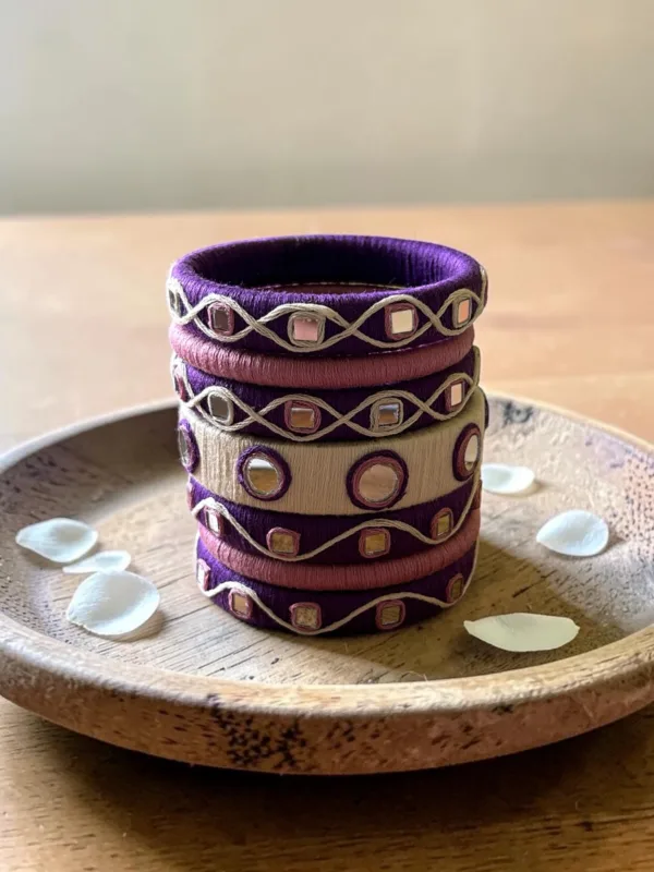 Set of 7 Purple Mirror Bangles