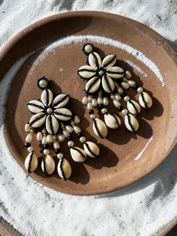 Black-White Cowrie Shell Earrings