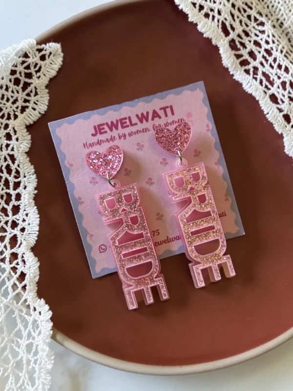 Pink Bride Acrylic Earrings