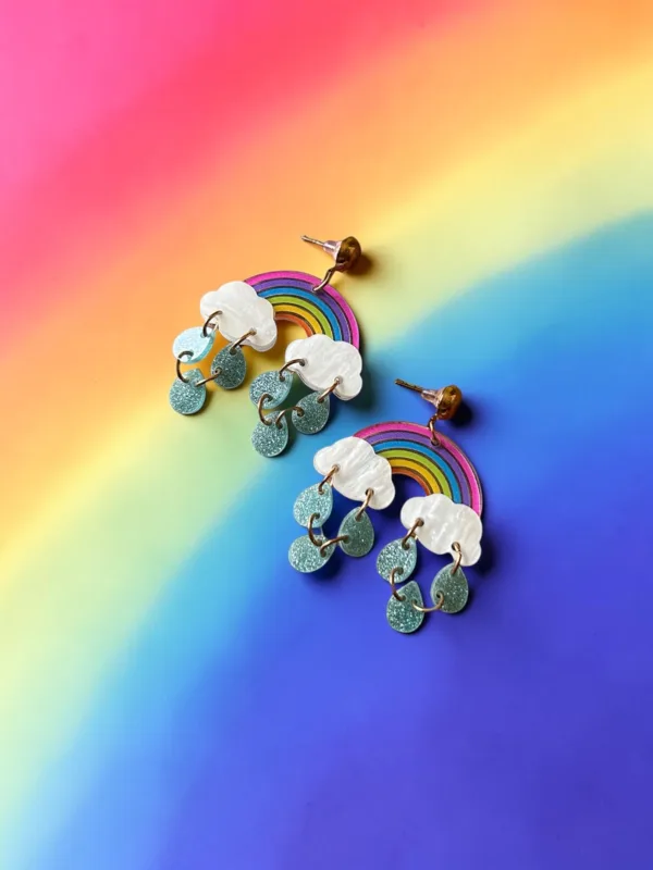 Rainbow Cloud Acrylic Earrings