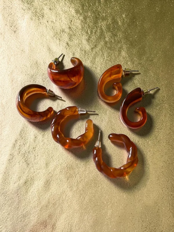 Set of 3 Resin Stud Earrings