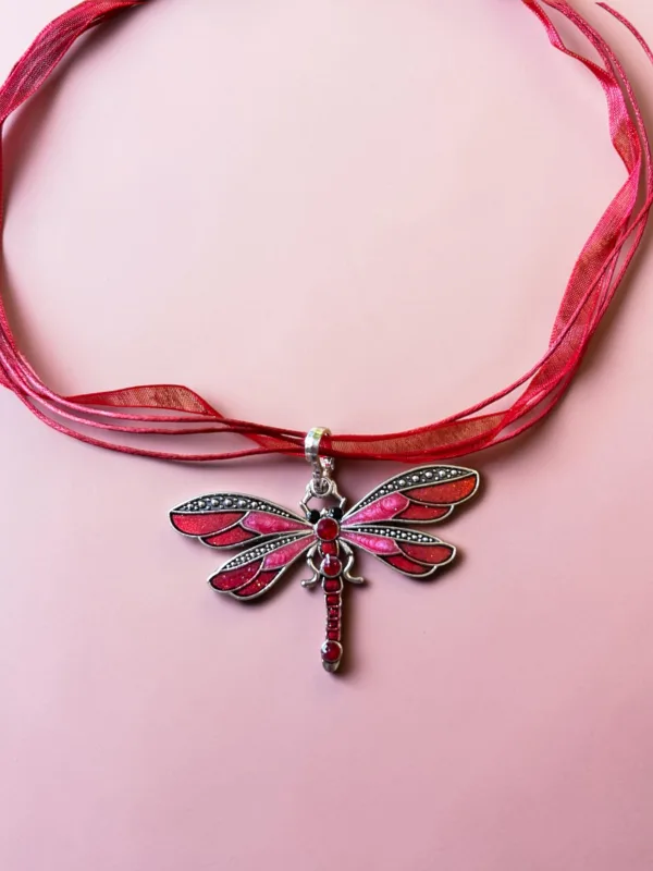 Red Resin Dragonfly Necklace