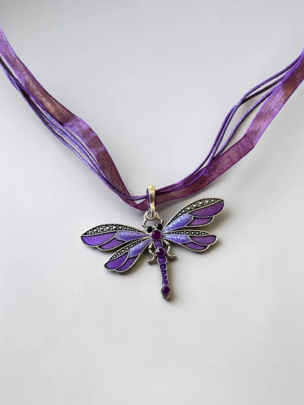 Purple Resin Dragonfly Necklace