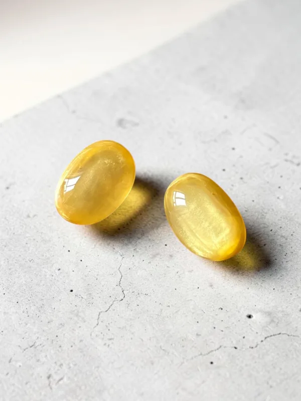 Yellow Oval Resin Stud Earrings
