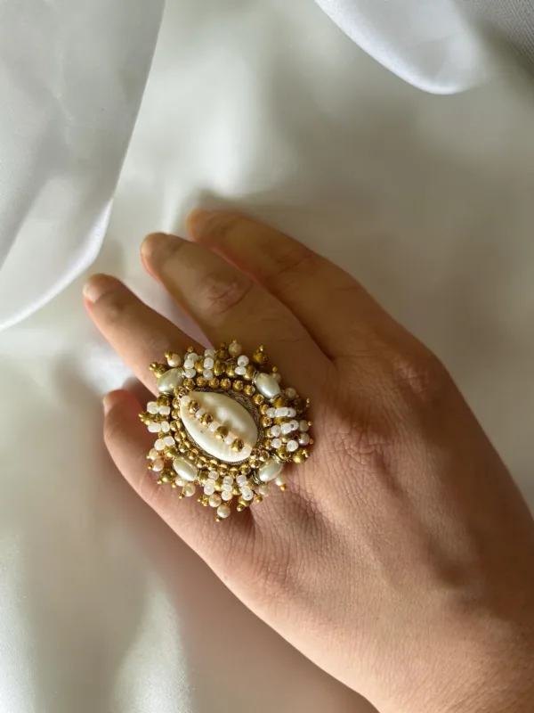 Golden White Shell Ring
