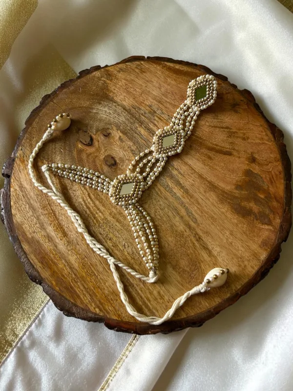 White Golden Mirror Hathphool (single piece)