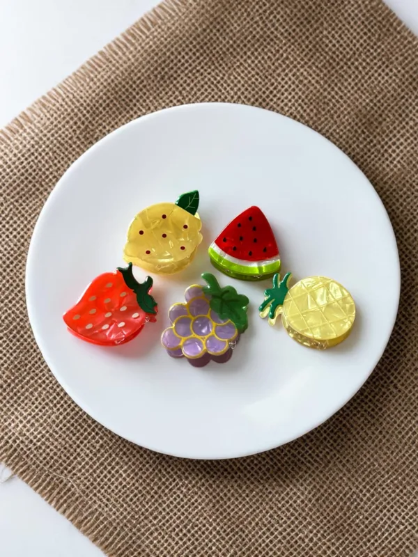 Set of 5 Summer Fruits Mini Hair Claw Clips