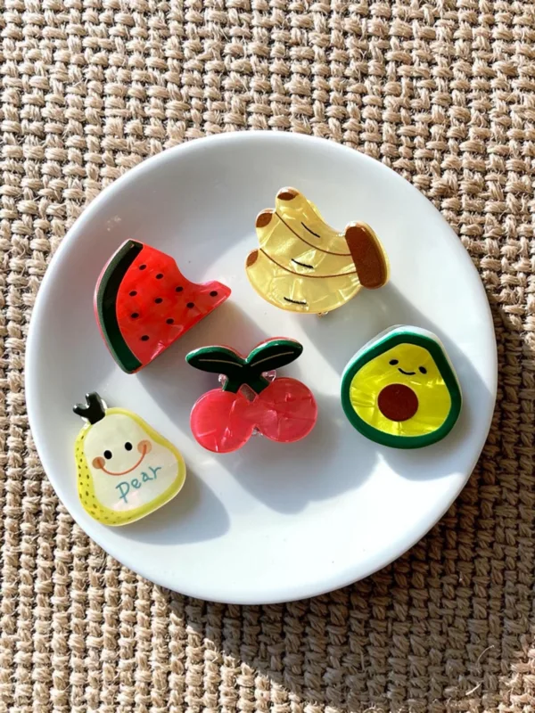 Summer Fruits Mini Hair Claw Clips- Set of 5