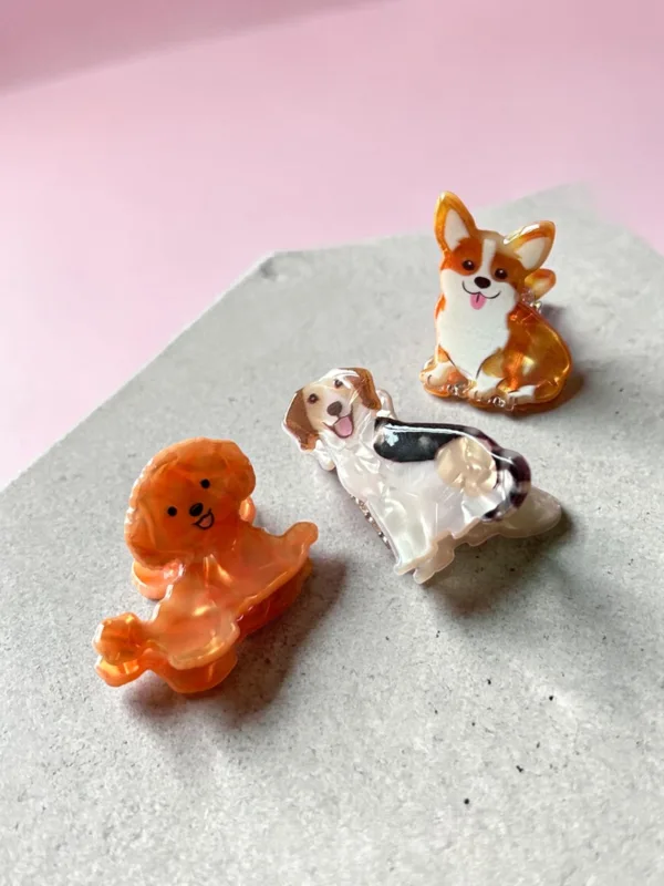 Cute Dogs Mini Hair Claw Clips- Set of 3