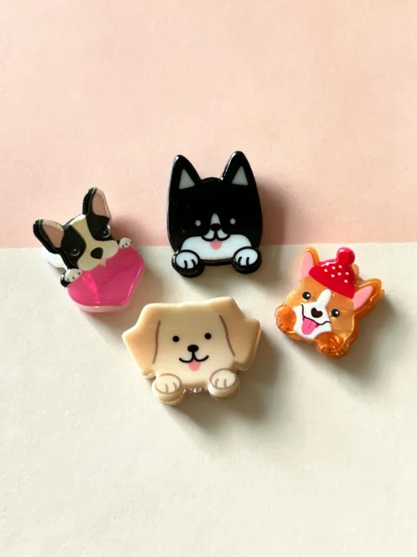 Cute Pups Mini Hair Claw Clips- Set of 4