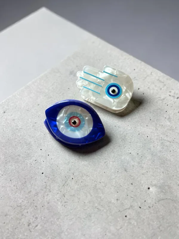 Set of 2 Evil-Eye Mini Hair Claw Clips